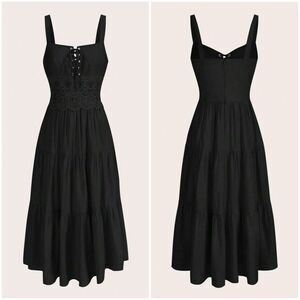 SHEIN MOD Lace Up Front Cami Dress Sz Small Goth Corset Milkmaid